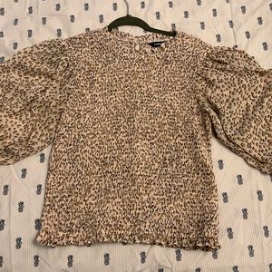 Express - Scrunchy Blouse with Sheer Puff Sleeves